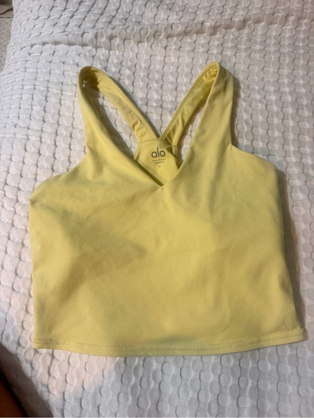 ALO Yoga Pastel Yellow V-Neck Racerback Crop Tank